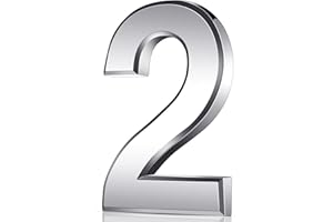 QUEEKAY 3 Inch 3D Mailbox Numbers Self Adhesive House Door Numbers Waterproof Address Numbers Door Street Number Stickers for House Mailbox Apartment Hotel Door Room, Silver (2)