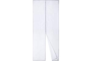 Apalus magnetyczna moskitiera na drzwi, zasłona magnetyczna jest idealna na drzwi balkonowe, drzwi do piwnicy i tarasu, dziecinnie łatwy montaż bez wiercenia, nie można skracać, biała, 90 x 210 cm