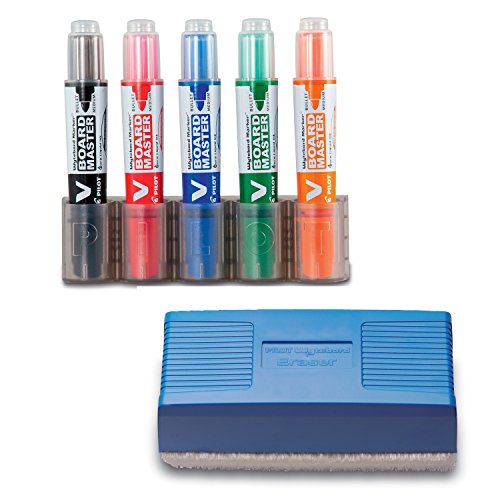 Pilot Pen 5080KIT V-Board Master Begreen - Juego de rotuladores para pizarra (punta de 2,3 mm), color negro, rojo, azul, verde y naranja