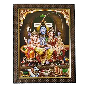 Lalitha Photo Frame Works Shiva Family Parivar Photo Frame/Pooja Photo Frame