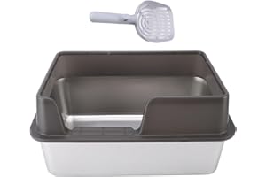 Kuweta dla Kota Sonew ze Stali Nierdzewnej, Odporna na Zachlapania, Duża, Otwarta Góra, Wysoka Kuweta z łyżką, Nieprzylepna, Zapobiegająca Wyciekaniu, łatwe Czyszczenie