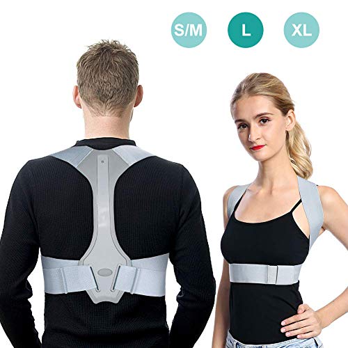 Support Droit de Correction de Posture pour Homme et Femme pour Dossier Supérieur, Ceinture de Correction de Posture pour la Nuque, le dos et les Maux d'épaules, Type Thorax Gris, L