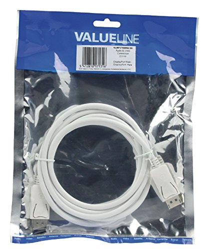 Valueline VLMP37000W2.00 Displayport Kabel (Stecker auf Stecker, 2m) weiß