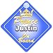 Crown Prince Justin On Board Personalised Baby / Child Boys Car Sign