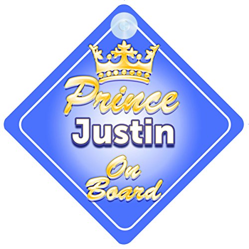 Crown Prince Justin On Board Personalised Baby / Child Boys Car Sign