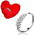 University Trendz Valentine Gift Combo of Silver Leaf Ring with Love Heart Cushion (Pack of 2)