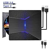 【 Modisches Erscheinungsbild 】Unser externes DVD Laufwerk mit einem coolen Gehäuse aus gebürstetem Metallgehäuse, ist modisch und kratzfest. Brillantes buntes Nachtlichtdesign, Sie können weiches Licht in der Nacht sehen. Embedded USB-Kabel-Design, man kann sie es einfach in die Tasche packen und handlich überall mitnehmen.
