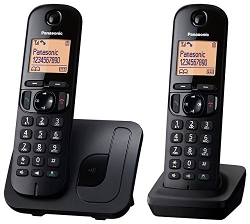 Panasonic KX-TGC212EB Digital Cordless Phone with LCD Display (Two Handset Pack) - Black