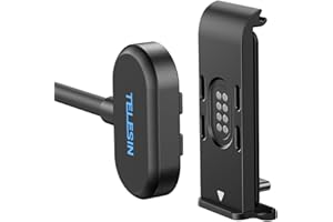 TELESIN Contatto magnetico (kit porta e cavo di alimentazione) per GoPro Hero 13/12/11/10/9 Nero, Copertura porta laterale impermeabile IPX5 con cavo di ricarica da 1,2 m, Accessori Go Pro