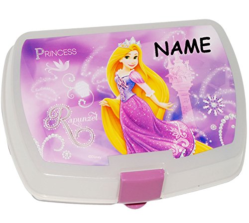 Preisvergleich Produktbild Brotdose - " Disney - Rapunzel " - incl. Name - Lunchbox / neu verföhnt Prinzessin - Kinder Vesperdose - Brotbüchse Küche Essen - für Mädchen - Brotzeitdose / Schmetterlinge Märchenschloß - Dose Box leicht transparent
