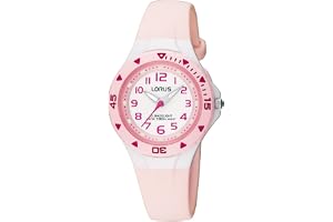 Lorus barnklocka sport analog 100 m vattentät RRX49CX9, vit/rosa, Rem