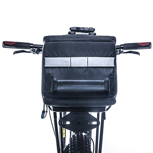 Wisamic Radtasche Gepäckträgertasche Rucksäcke Wasserdicht mit Reflektierendem Band Schwarz, 32,5 x 16 x 18 cm - 7