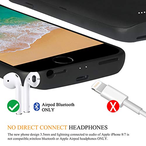 Coque Batterie Compatible avec iPhone 8Plus 7Plus 6S Plus 6Plus  Beefix 7500mAh Rechargeable   tui Chargeur Batterie Portable Pack Batterie de Secours  Noir