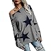 Produktbild Mode Sweatshirt, Hasee Frauen Mädchen Plus Größe Trägerlosen Stern Sweatshirt Langarm Crop Jumper Pullover Tops (L3, Grau)