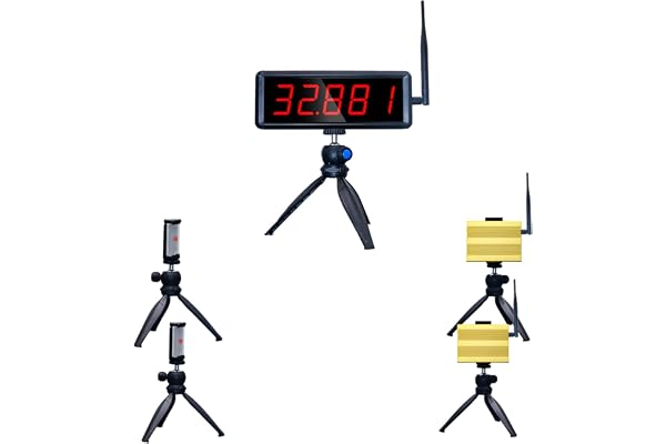 Ousmile Chronomètre Laser sans Fil pour Les Sprints, Chronométrage Laser pour la Piste 40 60 Yard Dash, Horloge de Course Chronomètre pour l'entraînement de la Vitesse de Course (2 Ensembles)