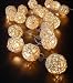 Produktbild 20 naturfarbene Kugel Rattan Ball Deko Lichterkette Innenraum LED Lichterkette Batterie Weihnachtsbeleuchtung Deko Christmas Weihnachtsdeko