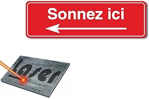 Mygoodprice Plaque gravée autocollante 13x4cm sonnez Ici Gauche Fond Rouge