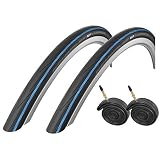 Blue Schwalbe 2 x Lugano 700 C x 25 Carreras de Carretera Bicicleta neumáticos y Tubos Presta - Azul