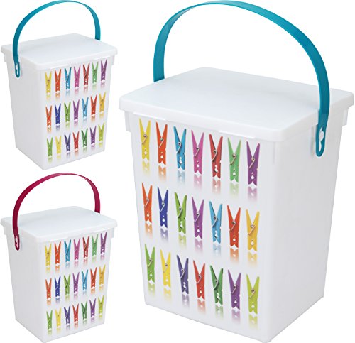 Wäscheklammerbox Wäscheklammer Klammern Box Aufbewahrungsbox 5 Liter Farblich sortiert