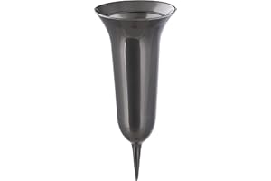 VOSTEEN 5X Vase funéraire 26 x 11,5 cm Gris foncé - jardinière Exterieur élégant & résistant au Gel - Decoration Tombe cimetiere