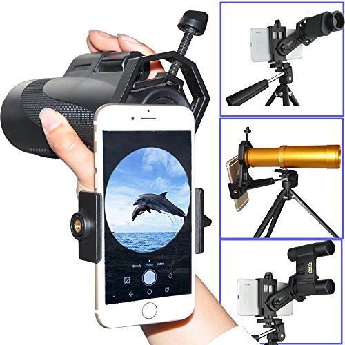 Solomark Metallo Smartphone Adattatore per Telescopio Spotting scope Microscopio Binoculare Monoculare con iPhone 6/6Plus/5S/4S Samsung Galaxy S6/S4/S3/Note 4 LG e Altro (tipo standard)