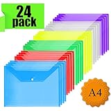 Plastic Wallets Folders - A4 Document Folder Wallet Popper Wallets with Button For School,Office (24Pcs)
