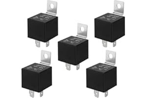 QitinDasen 5 Pezzi 4 Pin Auto Relè, 12V 40A SPST Veicolo Relè con Staffa di Montaggio in Metallo, per Automobilistico Camion Barca (Nero)