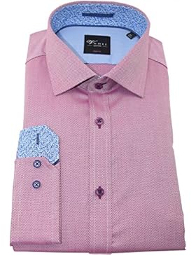 VENTI Body Fit Hemd Langarm mit Besatz Struktur mauve