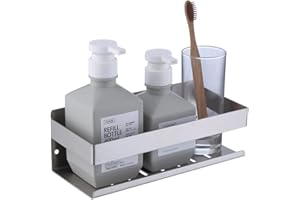 HomeHeng Mensola da doccia autoadesiva, montaggio a parete, senza foratura, 23 cm, in acciaio inox SUS304, finitura spazzolata, H91107-23BN