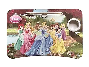 VK HOUSE Foldable Laptop Disney prinsess Cartoon Printed Kids Study Table for Children Bed Table for Breakfast, Kids Activity Table with Tablet Stand and Cup Holder