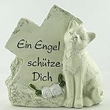 Grabschmuck Katze Grabstein als Deko Gedenkstein mit Trauerspruch Ein Engel schütze Dich. Breite 11cm