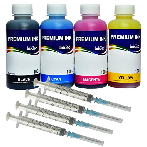 Stampa Continua Ricarica cartucce HP 302, 301, 62, 300, 901, 304, 303, 300, 901 - Kit Ricarica Inchiostro Premium Inktec (4x100ml, 4 Colori)
