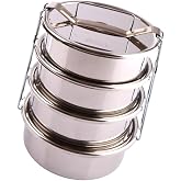 Paslanmaz &Ccedil;elik 4l&uuml; Sefer Tası 2Litre 2-4 Kişilik Yemek Taşıma Kabı 500ml x4 Kab Isıtılabilir Taslar