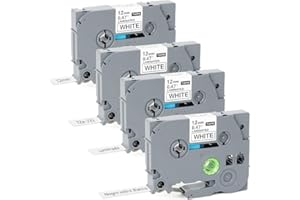 AIFUSI Taśma etykietowa kompatybilna z Brother P Touch Label Tape TZe-231 TZ-231 standardowa taśma laminowana do PT-D200 PT-D210 PT-H110 PT-D600 - 12 mm x 8 m, czarny na białym, 4-pak