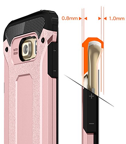 Funda Galaxy S7 Edge  Pasonomi    Pesada   Doble Capa  Carcasa de Protecci  n Hibrida Armadura Funda para Samsung Galaxy S7 Edge  Oro rosa 