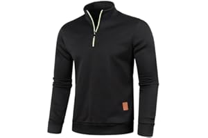 AOOUEKUL Half Zip Pullover Herren Ohne Kapuze Männer für Solid Arbeitspullover Oversize Winter Sport Arbeitspullover Sweater Men