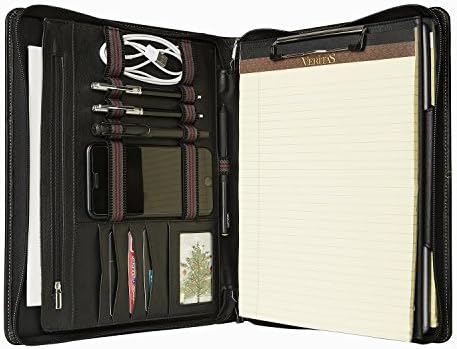 A4 Paper Document Padfolio Organizer Genuine Goatskin Leather Compact Portfolio Case Bag for Microsoft Surface Pro 3/4/New