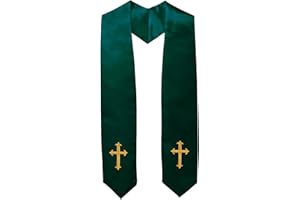 IvyRobes Adults Traditional Clergy Choir Stole with Embroidery Cross 60" Unisex Church Priest Costume Forest