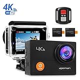 apeman A77 4K Wi-Fi Waterproof Ultra Full HD 30 m Diving with 2-inch LCD 170, 2.4G Remote Control/2 Rechargeable Batteries Action Camera