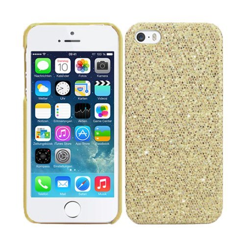 Semoss 3D Bling Hülle Gliter Strass Schutzhülle TPU für Apple iPhone 5C Plating Hardcase Handytasche Diamant Bumper Schale Etui Cover - Gold