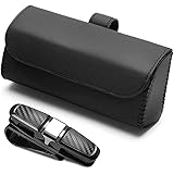 AIFUDA Scatola organizer per occhiali e porta occhiali Clip per parasole per auto, custodia per occhiali da sole in pelle, su