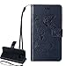 Produktbild Hülle für Samsung Galaxy S7 Edge,Samsung Galaxy S7 Edge Lederhülle,PU Leder Tasche für Samsung Galaxy S7 Edge,Leweiany Elegant Luxus Extra Dünn Tasche Dunkelblau Premium Schmetterling Blumen Muster Leder Brieftasche Flip Wallet Ständer Cover in Book Style Tasche Case Handyhülle Schutzhülle mit Kartenfach Aufstellfunktion Magnetverschluss für Samsung Galaxy S7 Edge Schutzhülle Handytasche