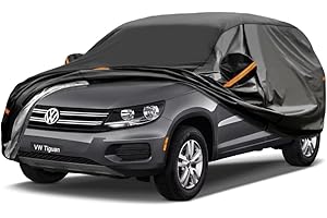 GUNHYI 7 Layers Heavy Duty Suv Car Cover Waterproof 100%, Custom Fit For Volkswagen Tiguan 2007-2024, All Weather Outdoor Car Cover Sun Rain Dust Protection, With Zip And Cotton Lined, Black