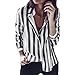 Produktbild BHYDRY Mode Frauen gestreiftes beiläufiges Spitzen-T-Shirt Damen lose Lange Hülsen-Spitzenbluse