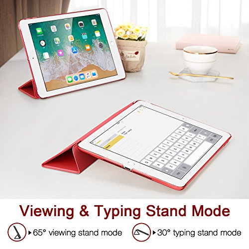 Neues iPad 2017 iPad 9.7 Zoll Hülle, ESR® Yippee Bildserie Cover Auto aufwachen / Schlaf Funktion Smart Case Wickelfalz Ledertasche mit Lichtdurchlässig Rückseite Abdeckung Schutzhülle für Neue iPad 9.7 2017 (Rot) - 8