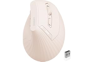 UINEER Souris Ergonomique sans Fil, Souris Verticale 2,4G avec Indicateur de Batterie, DPI à 4 Niveaux, Confort et la Réduction de la Fatigue du Poignet, Idéale pour l'Usage à la Maison, Bureau (rose)