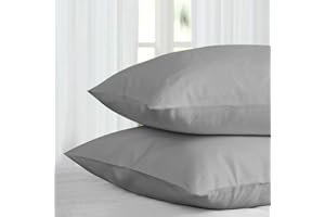 DN COLLECTION Pillow Cases 2 Pack Grey Pillow Covers 50X75CM Hotel Quality Poly Cotton (Grey, 2 Pillow Cases)