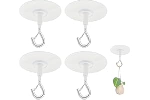ELNX Lot de 4 crochets de plafond adhésifs très résistants pour suspendre des plantes, des mangeoires à oiseaux, des carillons éoliens, des lanternes, des jardinières, une décoration extérieure