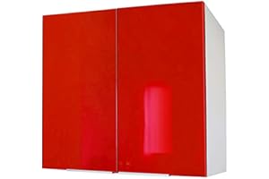 Berlioz Creations - Mueble Alto de Cocina con 2 Puertas, Otros, Rojo Brillante, 80 x 33