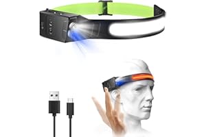 Victoper 2025 Upgraded Rechargeable LED lumilight Head Torch IPX4 Waterproof lumilight with 230° Wide Beam, Motion Sensor, 6 Light Modes, and Blue/Red Light Options for Running, Hiking, Cycling